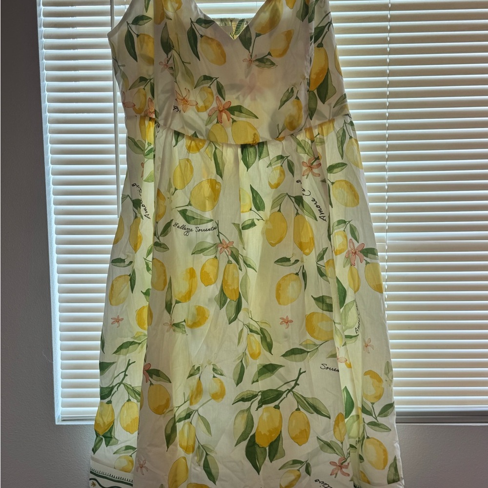 H&M Lemon Print Midi Dress - Yellow and Green